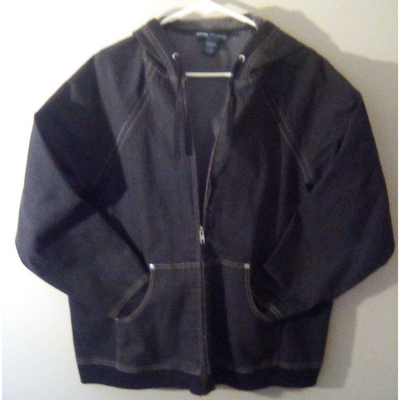 Avenue Blues Jackets & Blazers - Avenue‎ Blues Womens Plus Size 18/20 Dark Wash Denim Zip Up Hoodie Jacket Blue